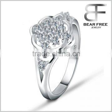 European Fashion simple style Cubic Zirconia cluser setting 925 silver wedding engagement ring for ladies