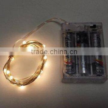 Micro LED 30 Warm White Lights Battery Operated Silver String Wire