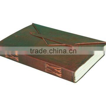 Custom Leather Journal With Envelope Style Wrap Around Flap photo-2