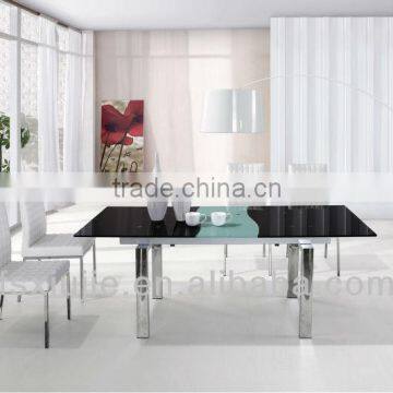 2013 Latest Modern Retractable Rectangular Glass Dining Table,Glass Mirrored Dining Room Table L806B