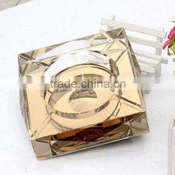 Europe Cube Gold Color Antique Glass Decorative Outdoor Ashtray For Home Office Decoration photo-2