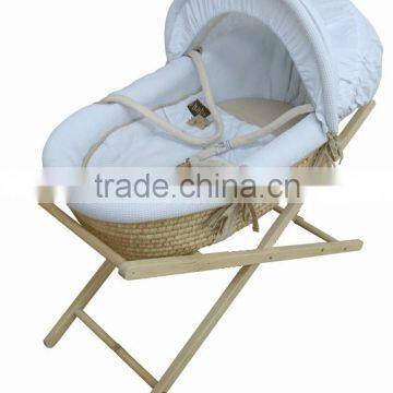 Wicker Basket Wood Stand Moses Basket Stand Moses Basket Wood Stand Wheel Stand for Baby Moses Basket photo-2