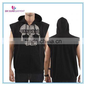 100% cotton mens sleeveless hoody