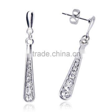 Long Earings Jewelry 18K White Gold Plated Zircon Drop Simple Gold Earring Designs For Women