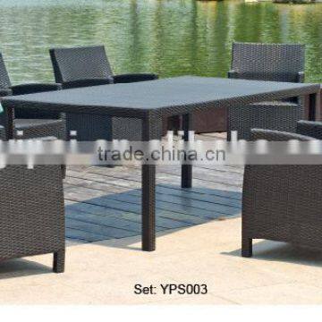 Long Table Rattan Furniture 6 Chairs Restaurant Dining Set YPS003