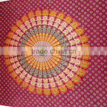 Indian Peacock Mandala Tapestry, Hippie Indian Tapestry, Bedspread, Peacock Feather Pattern Indian Tapestry - Beach Sheet - Hang