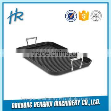 High Quality Cast Aluminium Grill Plate With Wood Handle