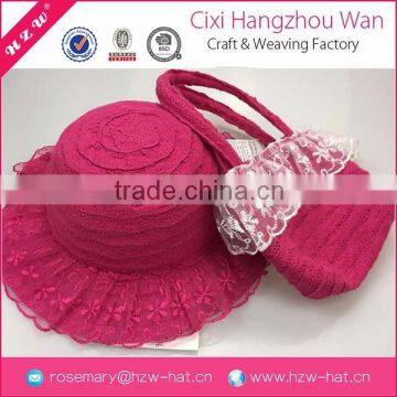 High quality cheap custom girls polyester & cotton hat with bag