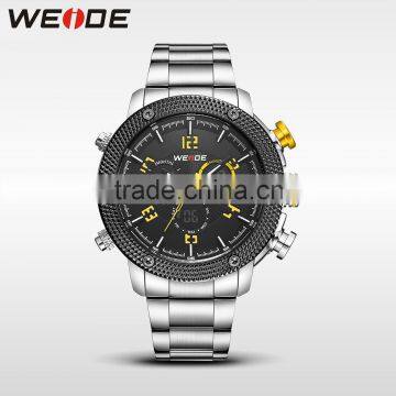 WEIDE Brand Fashion Casual Men's Watches 3ATM Water Resistant Digital Quartz Watch Dual Movement Alarm Black Light Repeater For