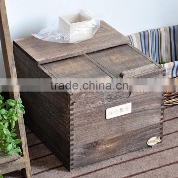 2015 hot sale natural handmade storage wood rice box