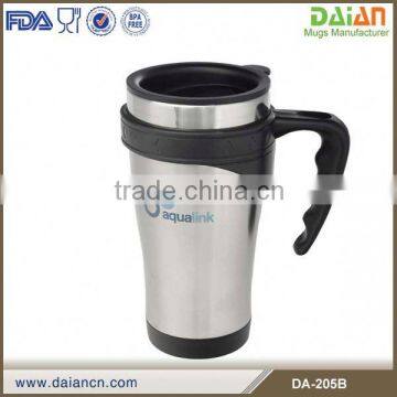 Best double wall promotional coffee mug with plastic handle