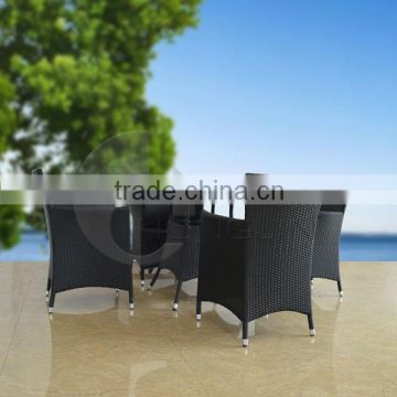 Customized Antique Black Outdoor Wicker Dining Furniture Sets