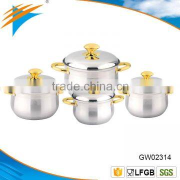 18cm 20cm 22cm 24cm Mirror Polish Gold Plated Handle Stainless Steel Casserole