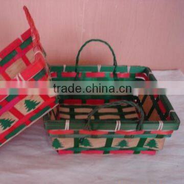 Festival decoration bamboo christmas basket with handles