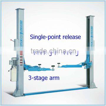 2-post car lift, base plate, single-point release, 3-stage arm