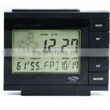 digit alarm clock with weather station display indoor temperature & humidity weather display time display ,minute calendar