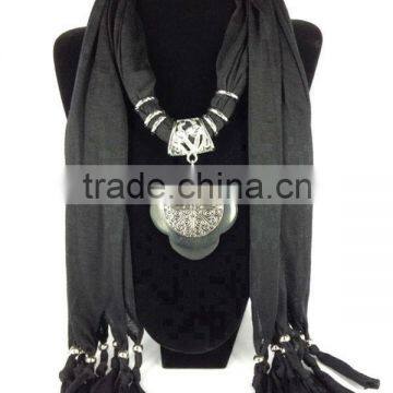 High quality polyester custom made scarf 180*40cm wholesale scarf with jewelry attached