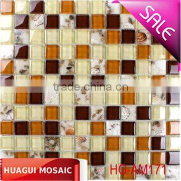 Boutique glass mixed shell mosaic tile for building wall or floor etc decoration