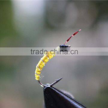 Yellow Body Black Head Nymph Flies Fly Fishing Lures