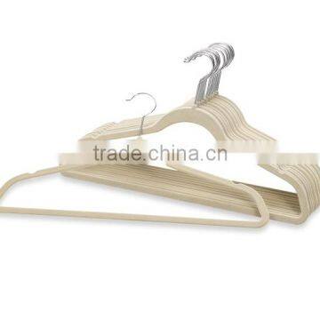 Beige Flocked Suit Hanger with U Notches