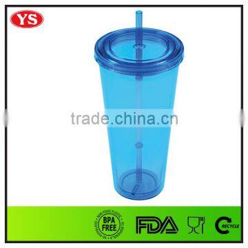 Promotion Custom Double Wall 24oz Plastic Insulated Tumbler With Straw