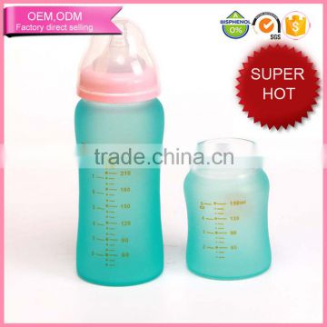 Anti explosion temperature change borosilicate glass baby feeding bottle bpa free