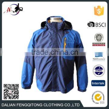 100% Polyester windproof hooded jacket hardshell clothing for men