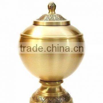 Gold Matt Solid Brass Metal Ball Jar Cremation Funeral Urn