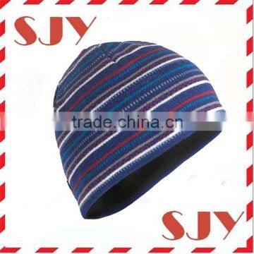 100% cotton custom striped wholesale adult knit hats