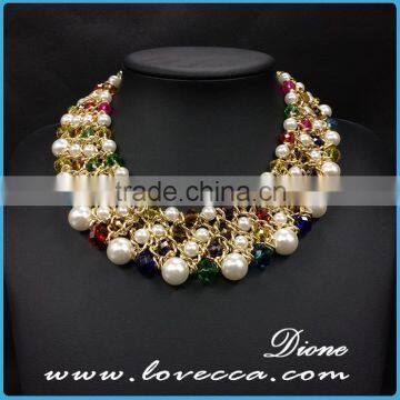 Hot Gift! Charms Luxury Bohemian Bib Collar Colorful Pearl Beads New Fashion Pendant Necklace photo-2
