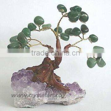 Green Aventurine-Amethese Tumbled Gemstone Tree