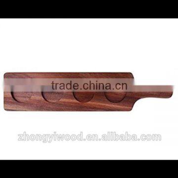 Natural handmade customized high grade fashional wooden serving wine beer tasting paddle