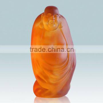 WF013 Handcraft crystal glass laughing buddha statue