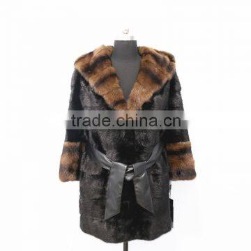 2016 New Factory Grey Natural Long Mink Fur Coat for Fashion Women photo-3