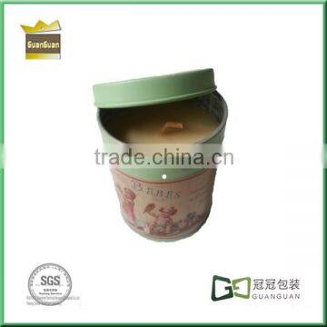 Factory direct wholesale aluminum candle tin with olive-green cap