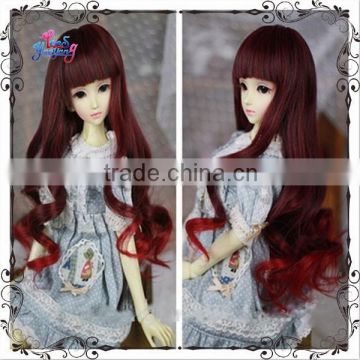 Hot sales synthetic black to red deep curly 1/4 bjd doll wigs