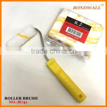 Yellow line 100mm/4" polyster mini roller brush paint roller plastic handle