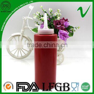 LDPE Red Squeeze Cylinder Empty 300ml Sauce Plastic Bottle With Food Grade photo-2