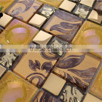 SMP24 Latest design decoration wall tile floor tile glass mix ceramic mosaic carioca gold granite countertop and tile