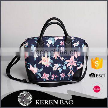 China Alibaba Bags Factory Fashion PU Floral Prrinted Woman Shopping Handbags