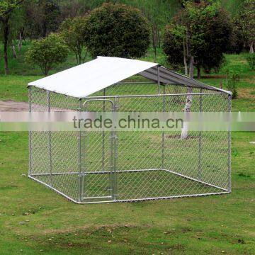 Pawhut 10' x 10' x 6' Outdoor Chain Link Box Kennel Dog House with Cover - Silver