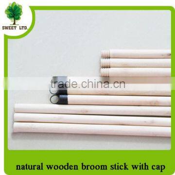 Natural wooden mop stick with black short cap of high quality