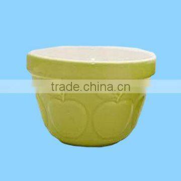 Green apple ceramic cheap large pudding basin