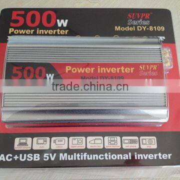 ISO certificated AC + USD 5V multifunctional inverter 500W DC12V /AC 220V solar power inverter