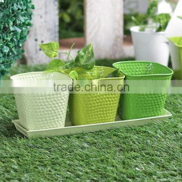 Powder Coated Hammered Metal Planters Set of 4pcs