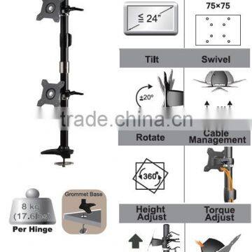 MONITOR MOUNT BY Aluminum Double LCD DESK monitor arm grommet mount