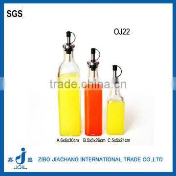 unique clear square glass liquid bottle glassware with stainless steel lid