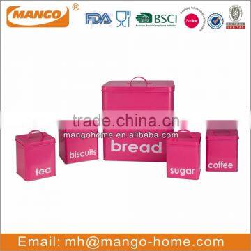 Hot Sale Colorful Metal Bread Bin Biscuit Tea Coffee Sugar Canister Set photo-4