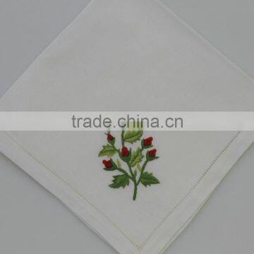 100% Cotton Embroidered Table Napkins With Hemstitch, Set of 6, Various Designs photo-3