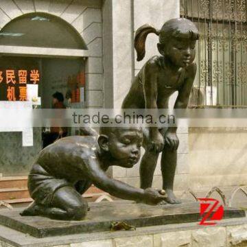 bronze children statue for back yard decoration